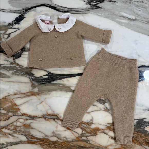 La Coqueta Other - La Coqueta Camel Fonzo Morino Baby Knitted Set | Baby Girl 0-3 Mo